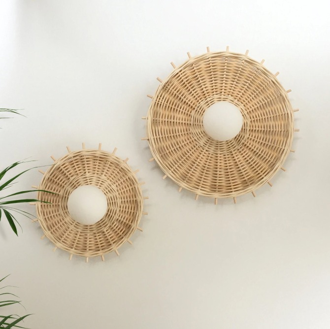 Minimal Rattan Sconce Etsy