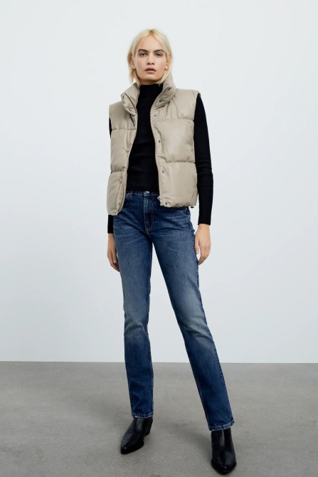 Zara Faux Leather Puffer Vest