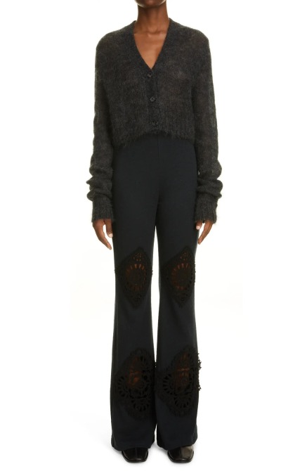 Acne Studios Evelta Crochet Panel Flare Pants Nordstrom
