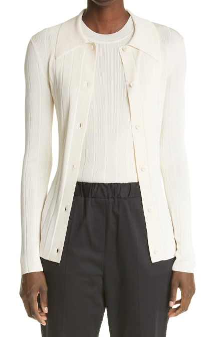 St. John Collection Collared Button Front Sweater Nordstrom