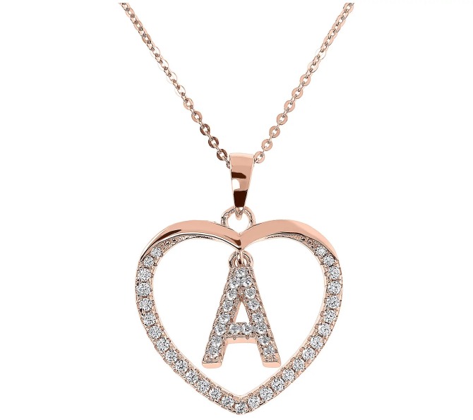 Diamonique 14K Rose Clad Initial Heart Pendant QVC